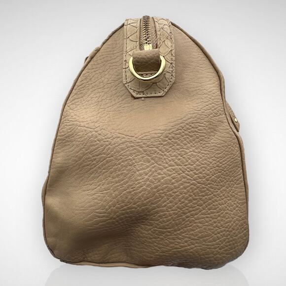 Olivia + Joy Animal Print Satchel Handbag Beige Gold Faux Leather Large Capacity - Picture 4 of 12